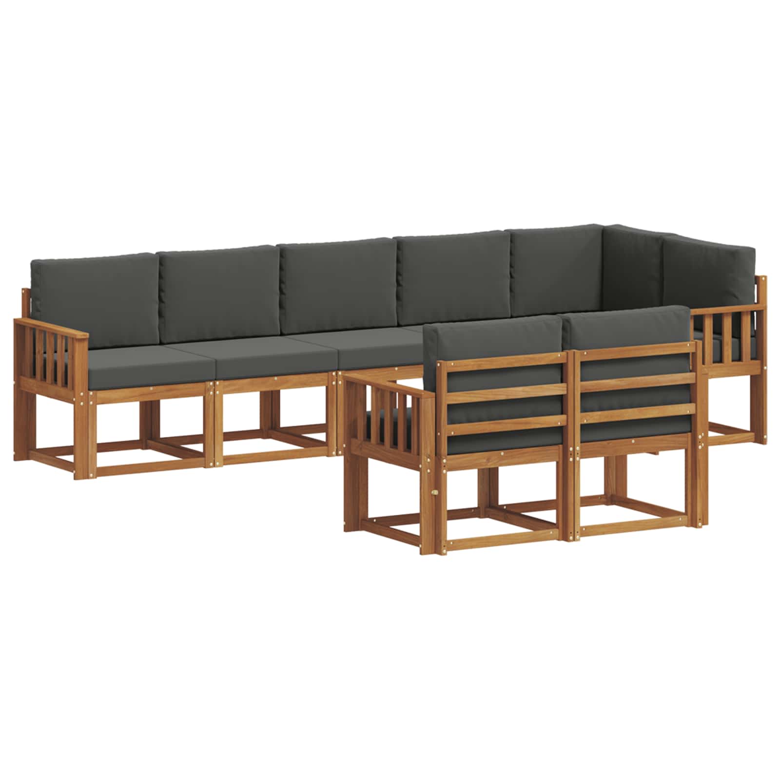 Outdoor-Sofagarnitur mit Kissen 8 pcs Natur und Anthrazit