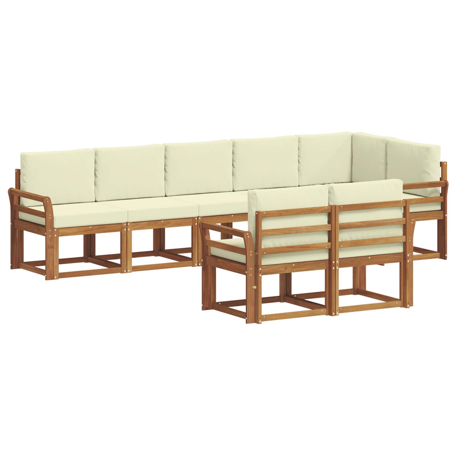 Outdoor-Sofagarnitur mit Kissen 8 pcs Natur und Creme