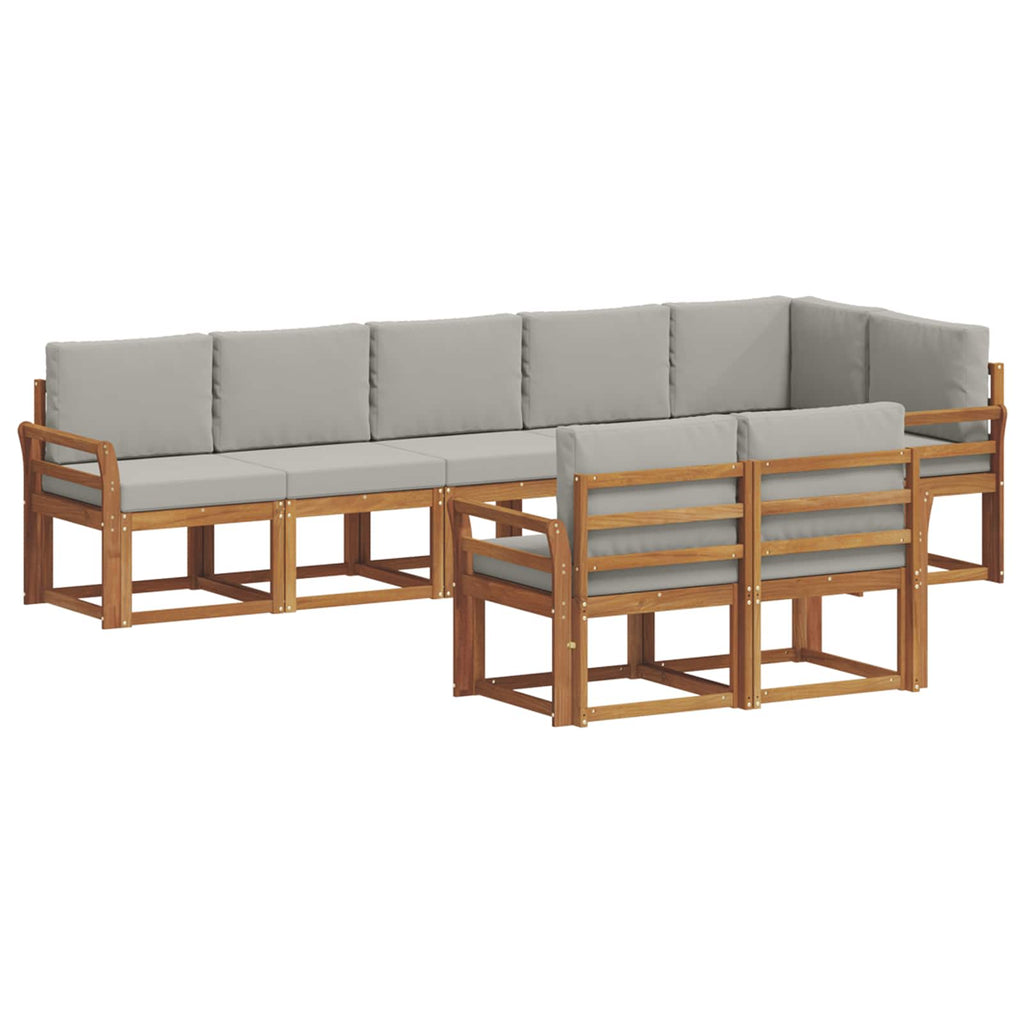 Outdoor-Sofagarnitur mit Kissen 8 pcs Natürlich und Hellgrau