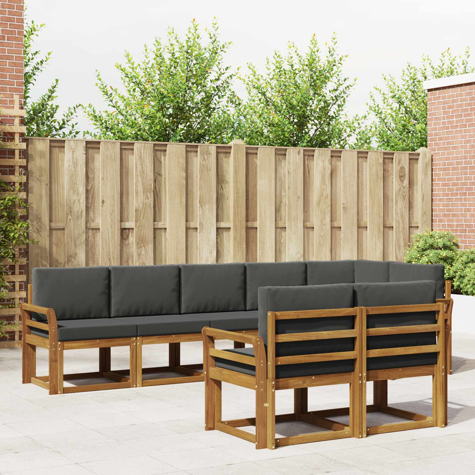 Outdoor-Sofagarnitur mit Kissen 8 pcs Natur und Anthrazit