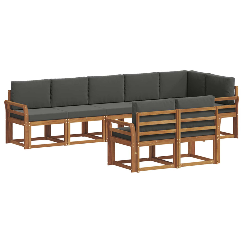 Outdoor-Sofagarnitur mit Kissen 8 pcs Natur und Anthrazit
