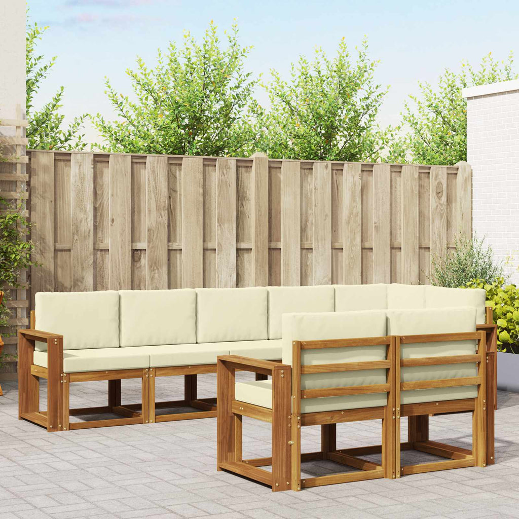 Outdoor-Sofagarnitur mit Kissen 8 pcs Natur und Creme