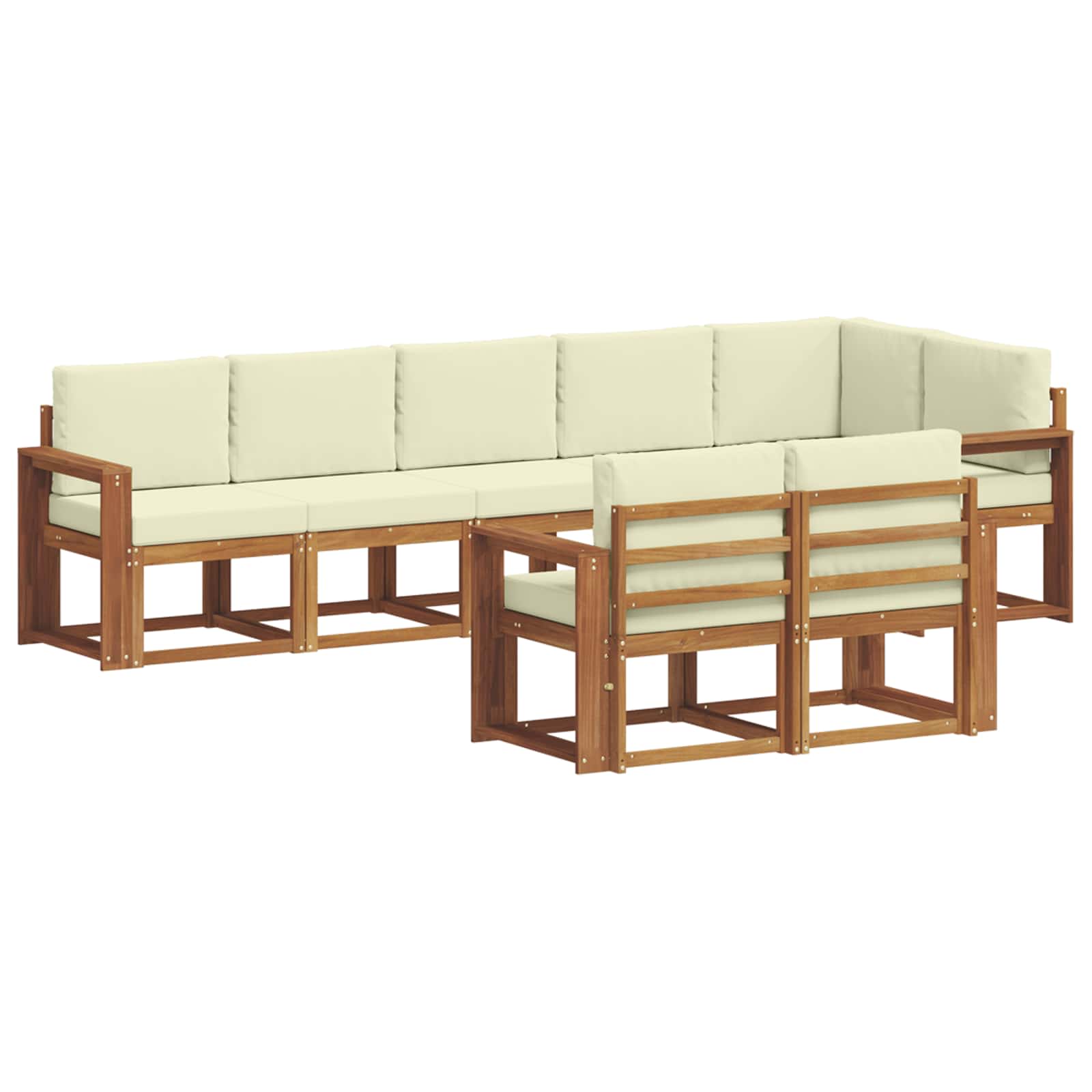 Outdoor-Sofagarnitur mit Kissen 8 pcs Natur und Creme