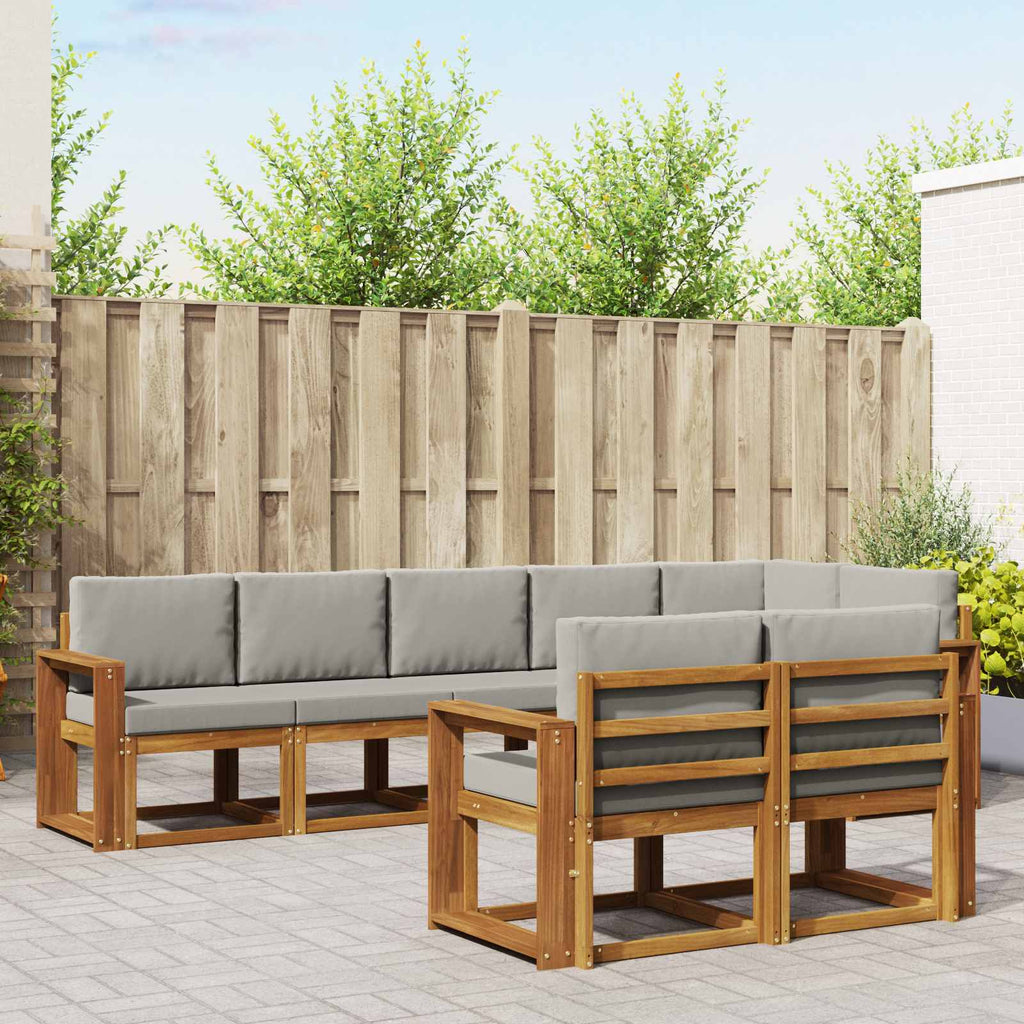 Outdoor-Sofagarnitur mit Kissen 8 pcs Natürlich und Hellgrau