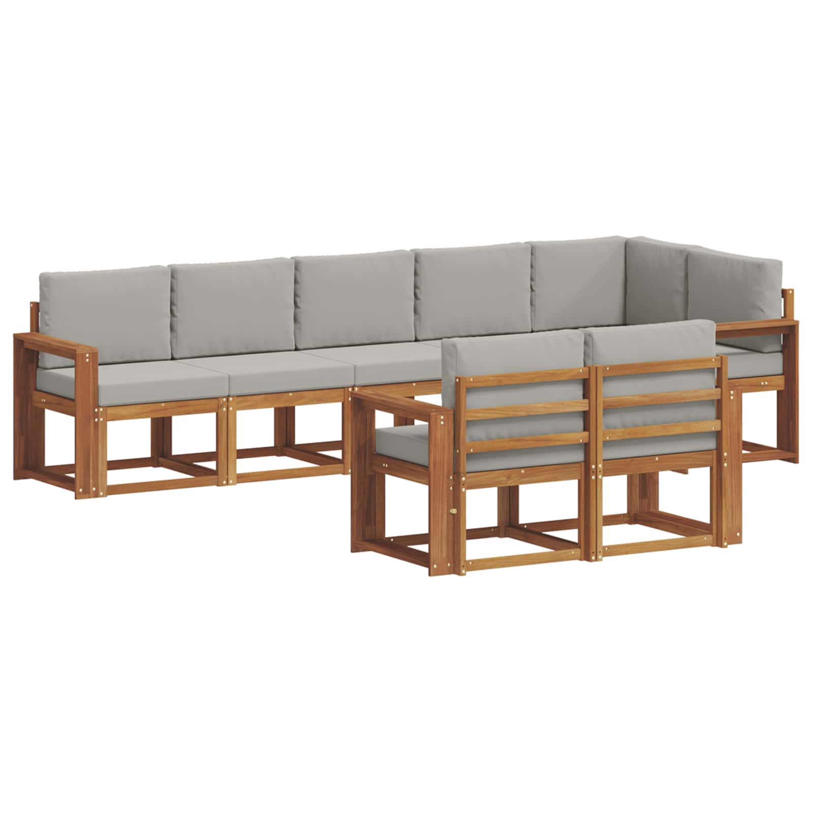 Outdoor-Sofagarnitur mit Kissen 8 pcs Natürlich und Hellgrau