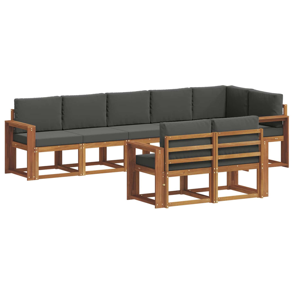 Outdoor-Sofagarnitur mit Kissen 8 pcs Natur und Anthrazit