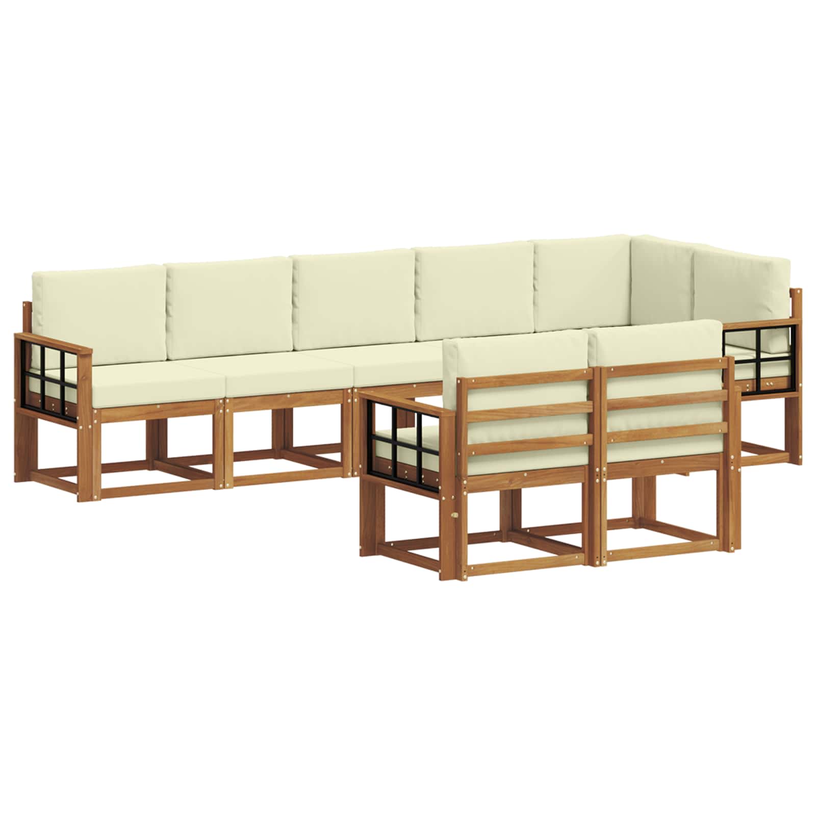 Outdoor-Sofagarnitur mit Kissen 8 pcs Natur und Creme
