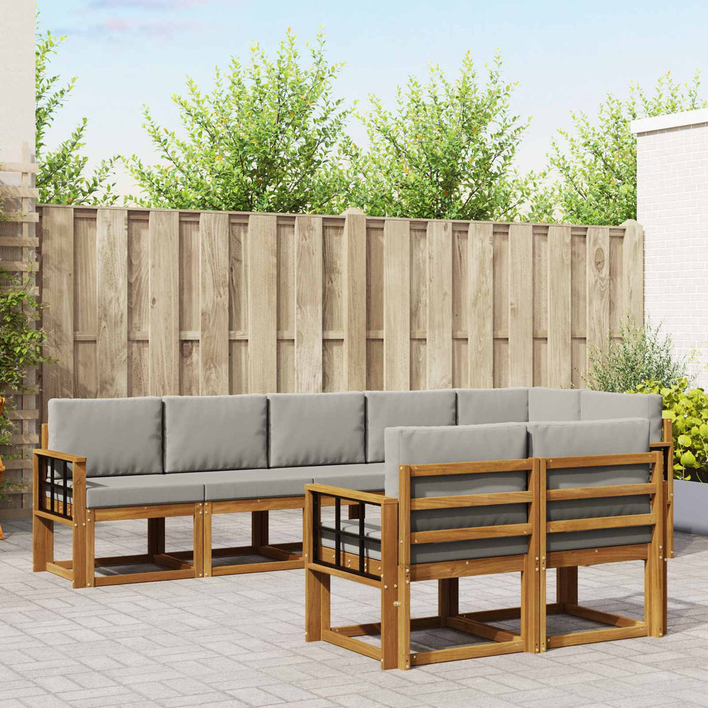 Outdoor-Sofagarnitur mit Kissen 8 pcs Natürlich und Hellgrau