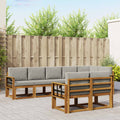 Outdoor-Sofagarnitur mit Kissen 8 pcs Natürlich und Hellgrau