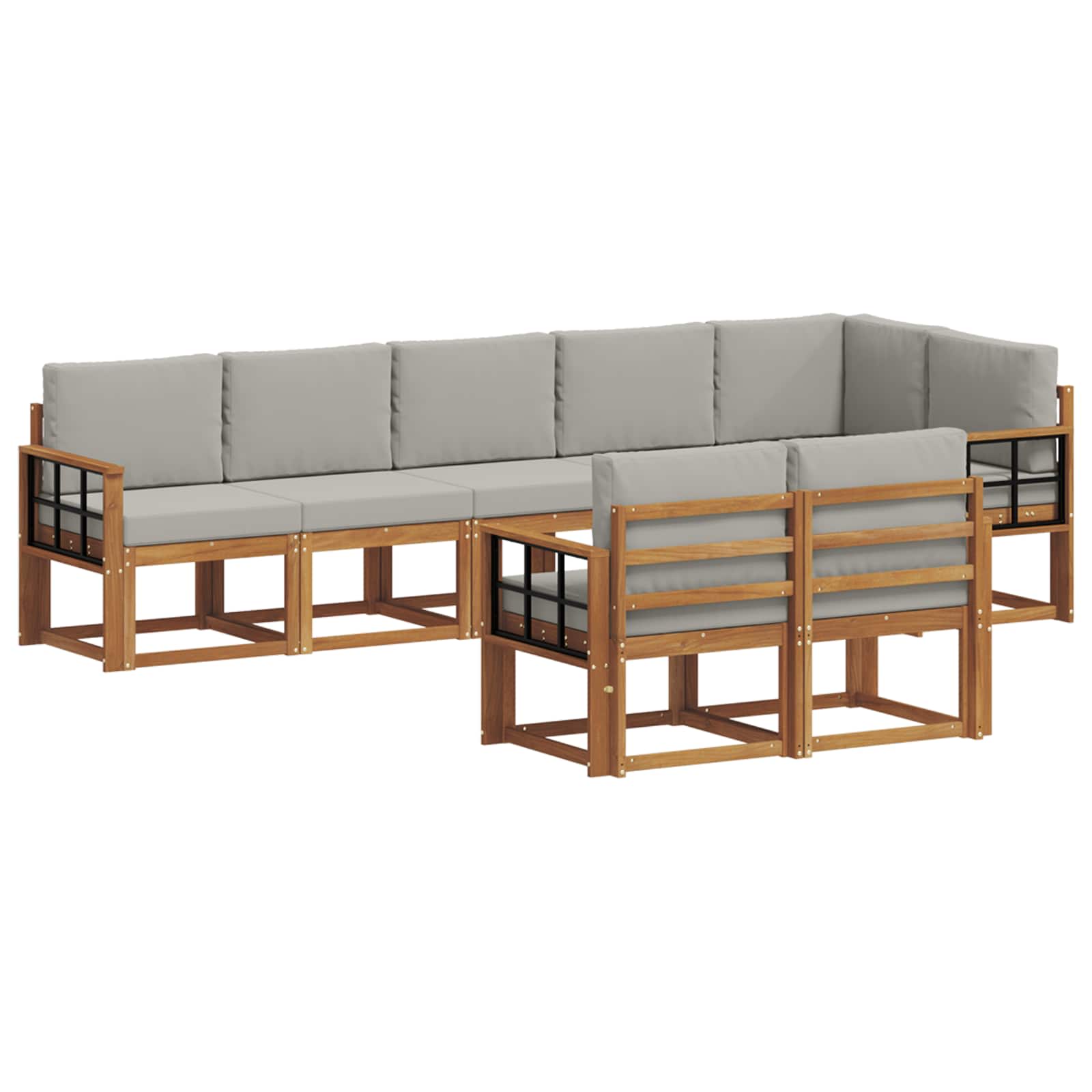 Outdoor-Sofagarnitur mit Kissen 8 pcs Natürlich und Hellgrau