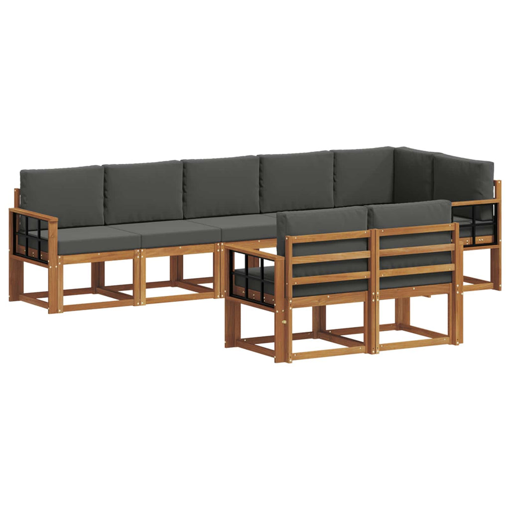 Outdoor-Sofagarnitur mit Kissen 8 pcs Natur und Anthrazit