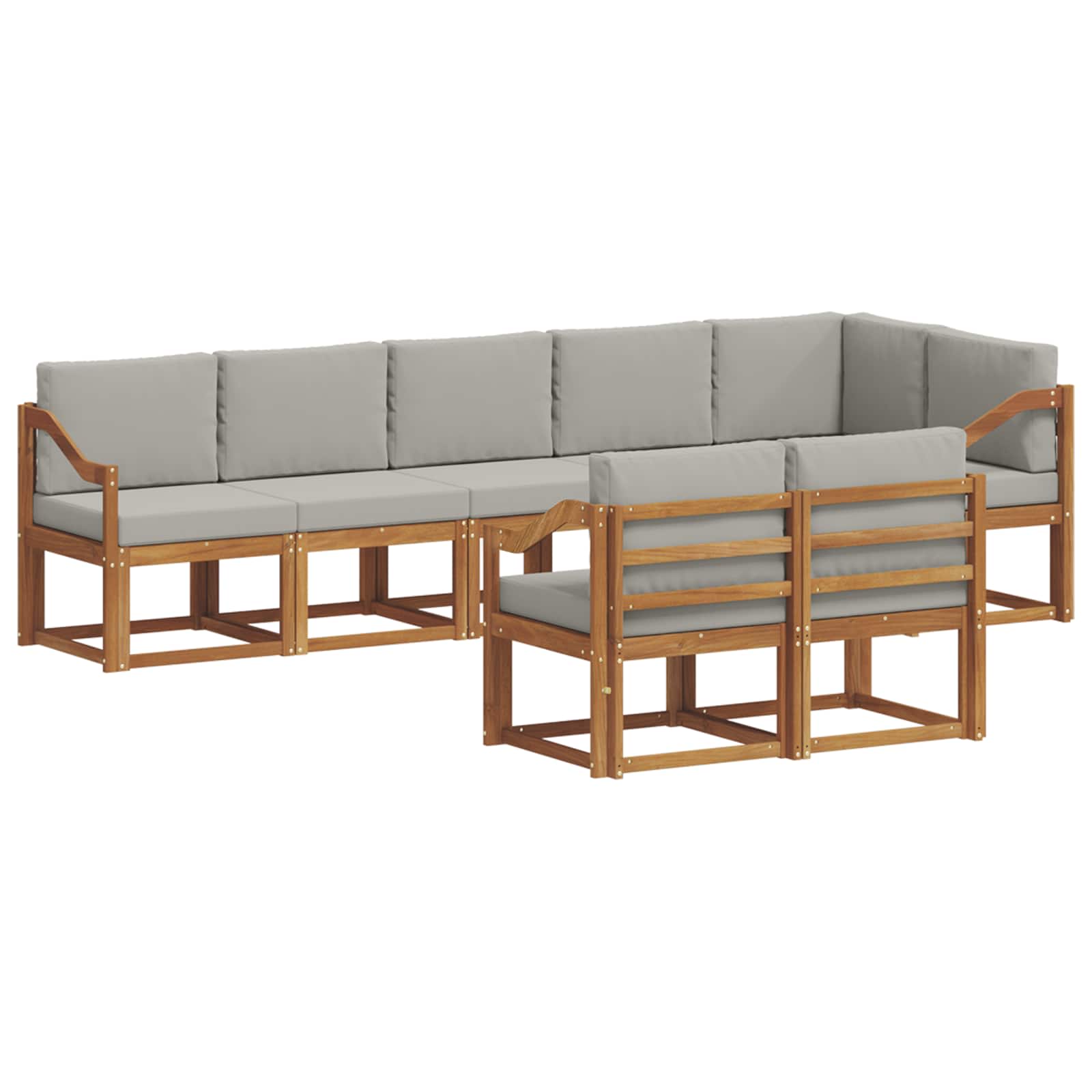 Outdoor-Sofagarnitur mit Kissen 8 pcs Natürlich und Hellgrau