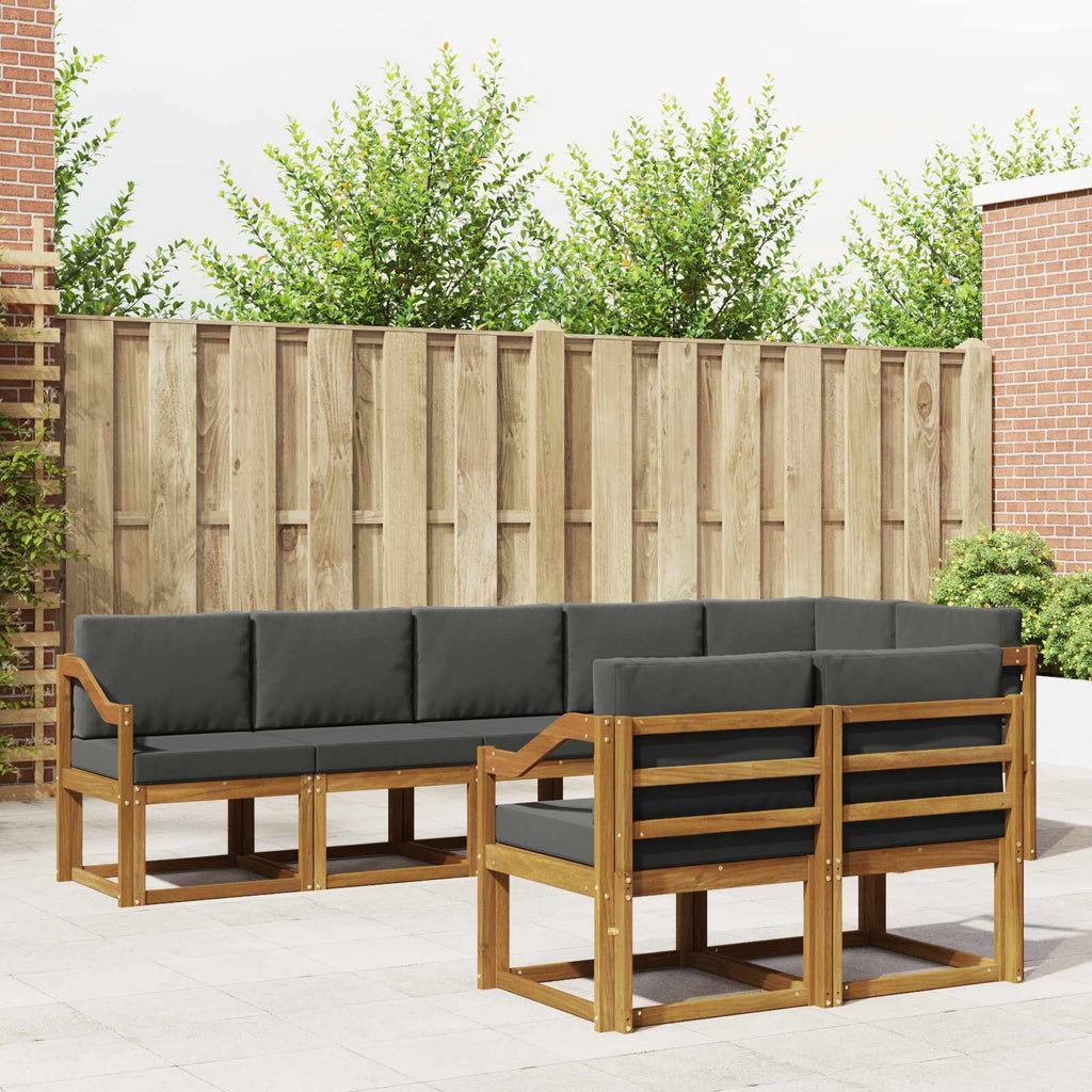 Outdoor-Sofagarnitur mit Kissen 8 pcs Natur und Anthrazit