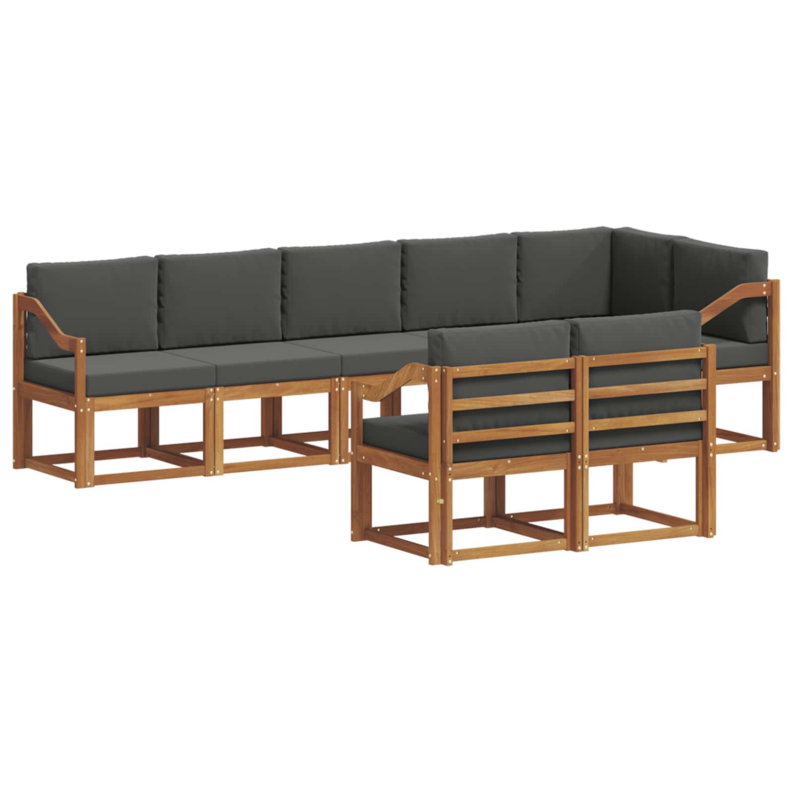 Outdoor-Sofagarnitur mit Kissen 8 pcs Natur und Anthrazit