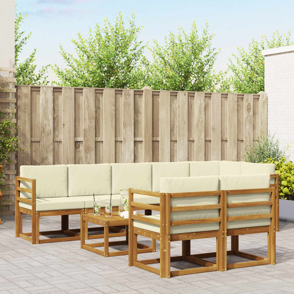 Outdoor-Sofagarnitur mit Kissen 9 pcs Natur und Creme