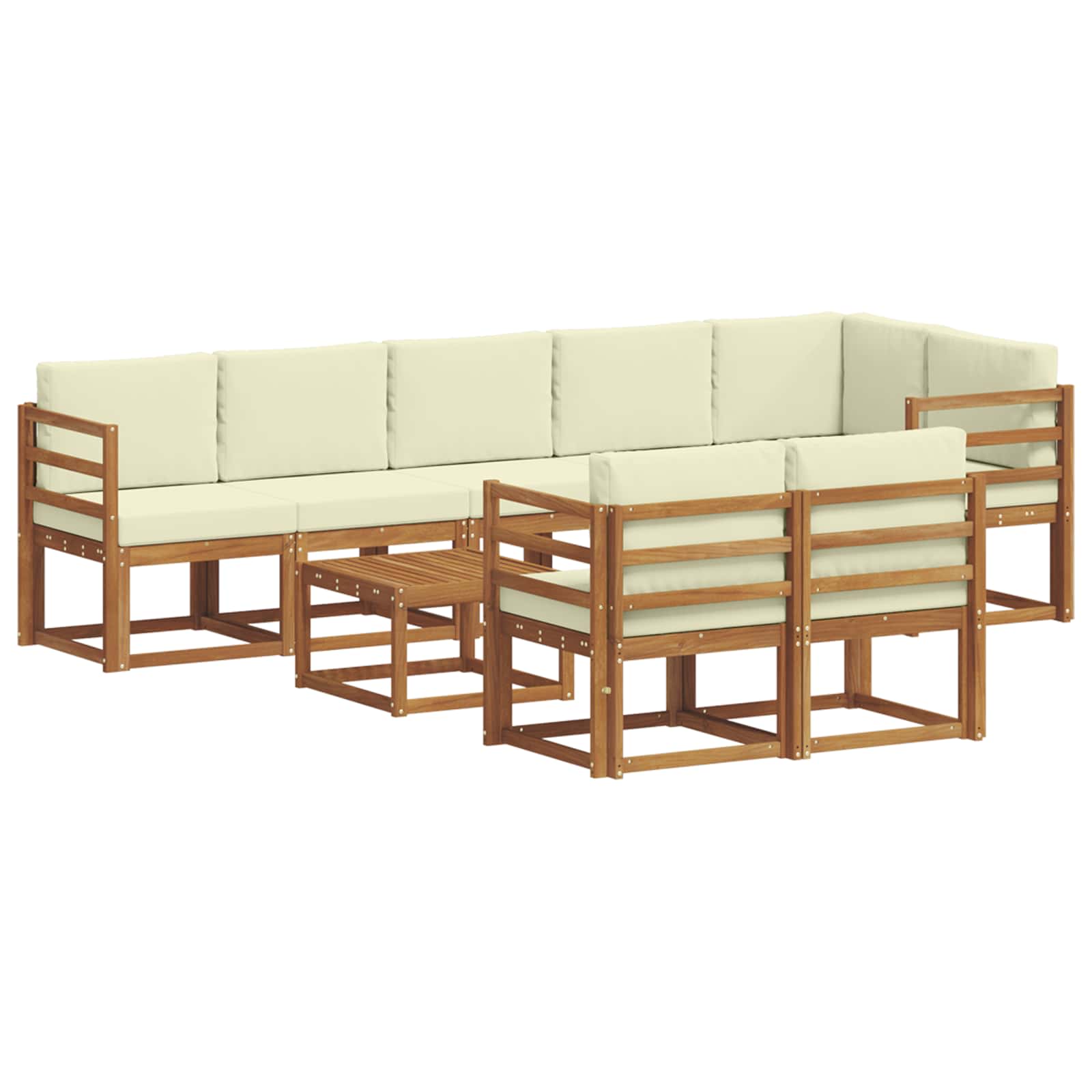 Outdoor-Sofagarnitur mit Kissen 9 pcs Natur und Creme
