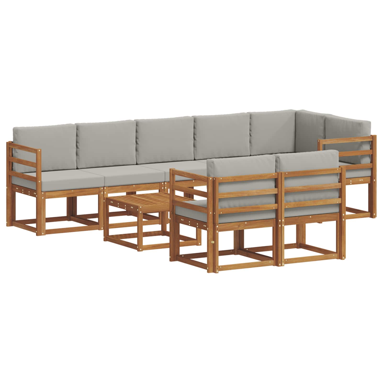 Outdoor-Sofagarnitur mit Kissen 9 pcs Natürlich und Hellgrau