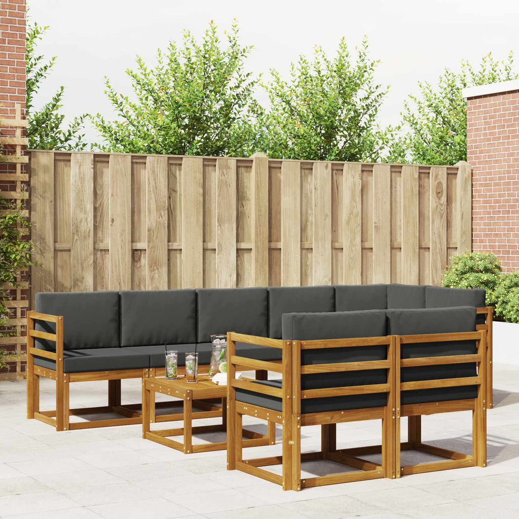 Outdoor-Sofagarnitur mit Kissen 9 pcs Natur und Anthrazit