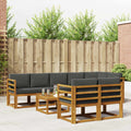 Outdoor-Sofagarnitur mit Kissen 9 pcs Natur und Anthrazit