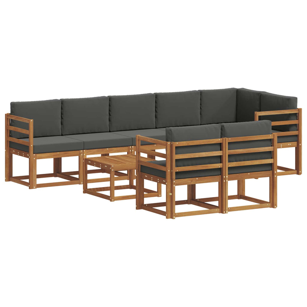 Outdoor-Sofagarnitur mit Kissen 9 pcs Natur und Anthrazit