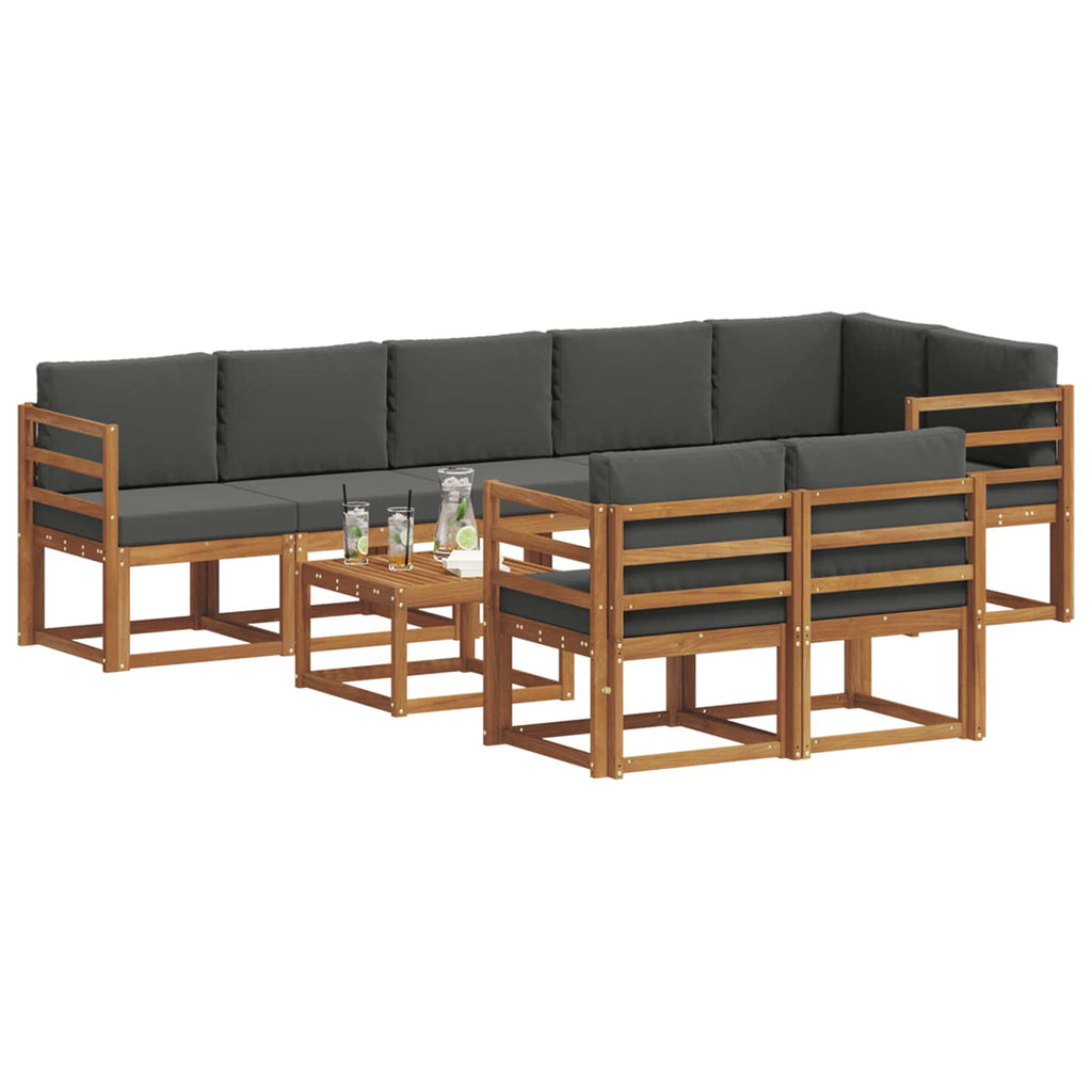 Outdoor-Sofagarnitur mit Kissen 9 pcs Natur und Anthrazit