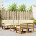 Outdoor-Sofagarnitur mit Kissen 9 pcs Natur und Creme