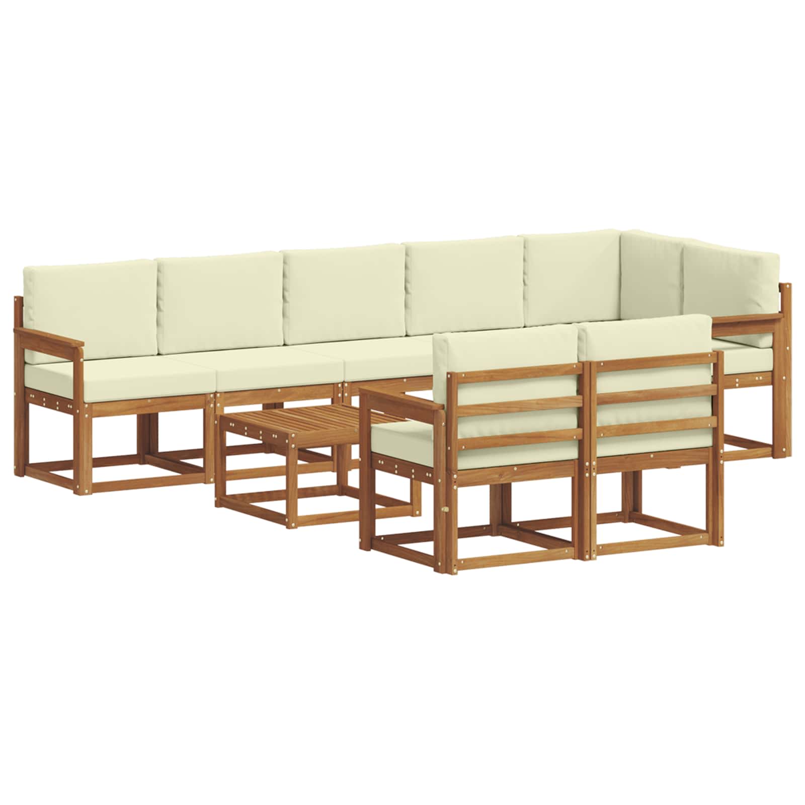 Outdoor-Sofagarnitur mit Kissen 9 pcs Natur und Creme