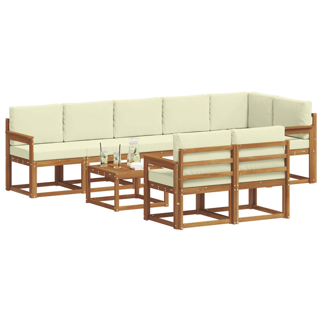 Outdoor-Sofagarnitur mit Kissen 9 pcs Natur und Creme