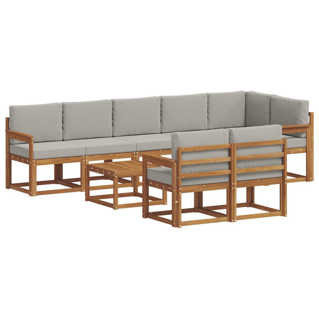 Outdoor-Sofagarnitur mit Kissen 9 pcs Natürlich und Hellgrau