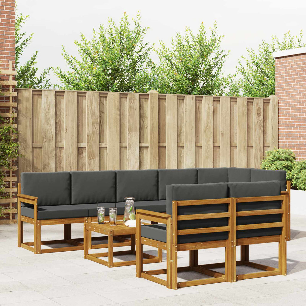 Outdoor-Sofagarnitur mit Kissen 9 pcs Natur und Anthrazit