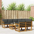 Outdoor-Sofagarnitur mit Kissen 9 pcs Natur und Anthrazit