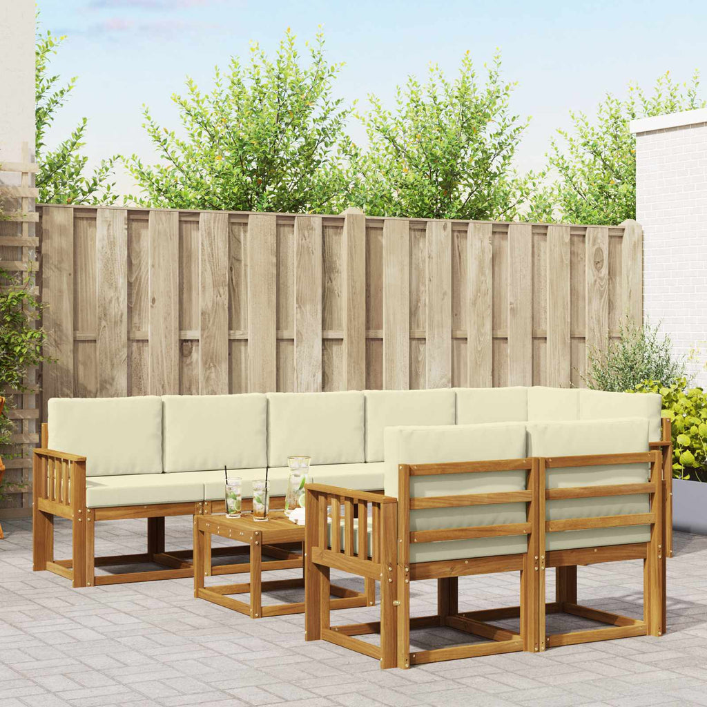 Outdoor-Sofagarnitur mit Kissen 9 pcs Natur und Creme