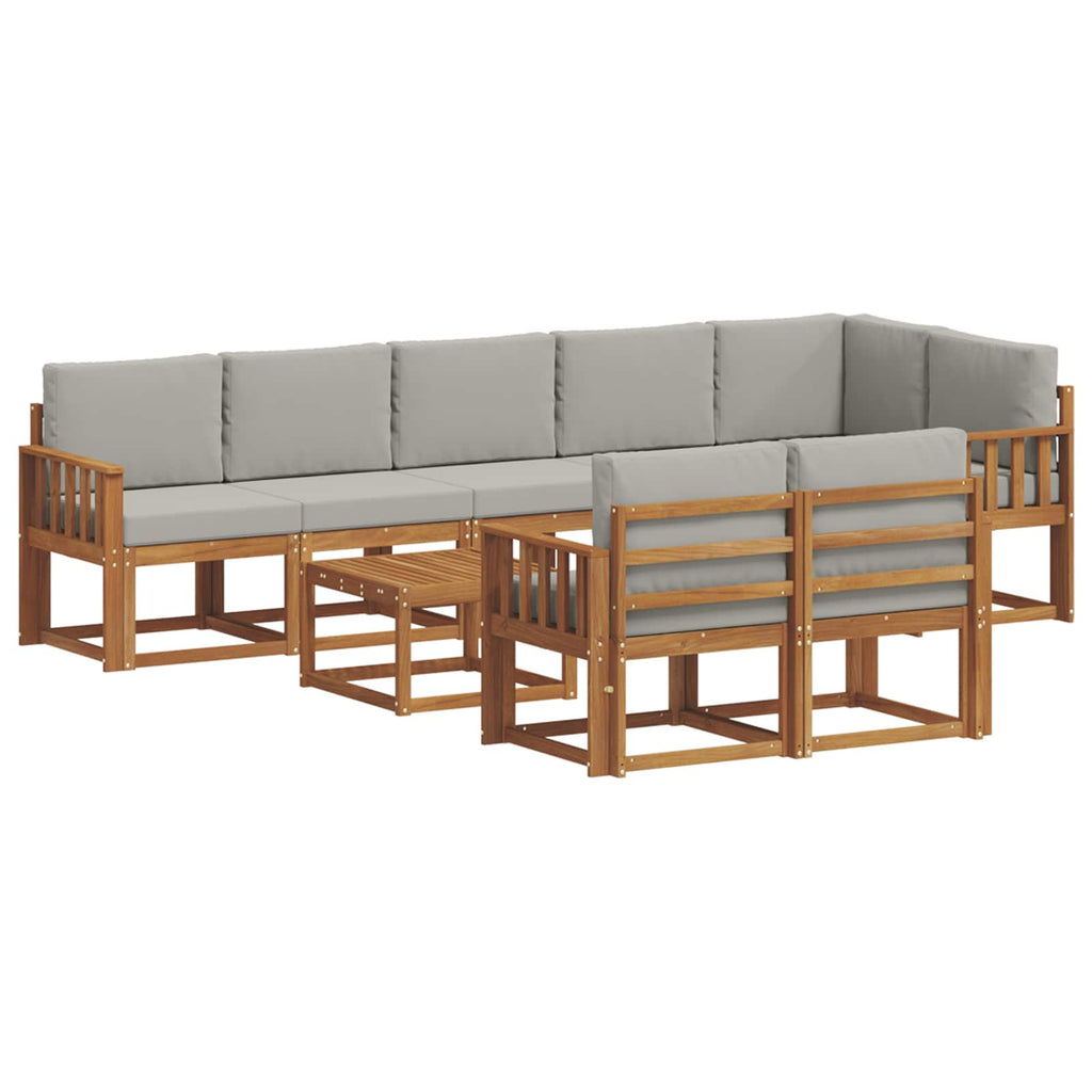 Outdoor-Sofagarnitur mit Kissen 9 pcs Natürlich und Hellgrau