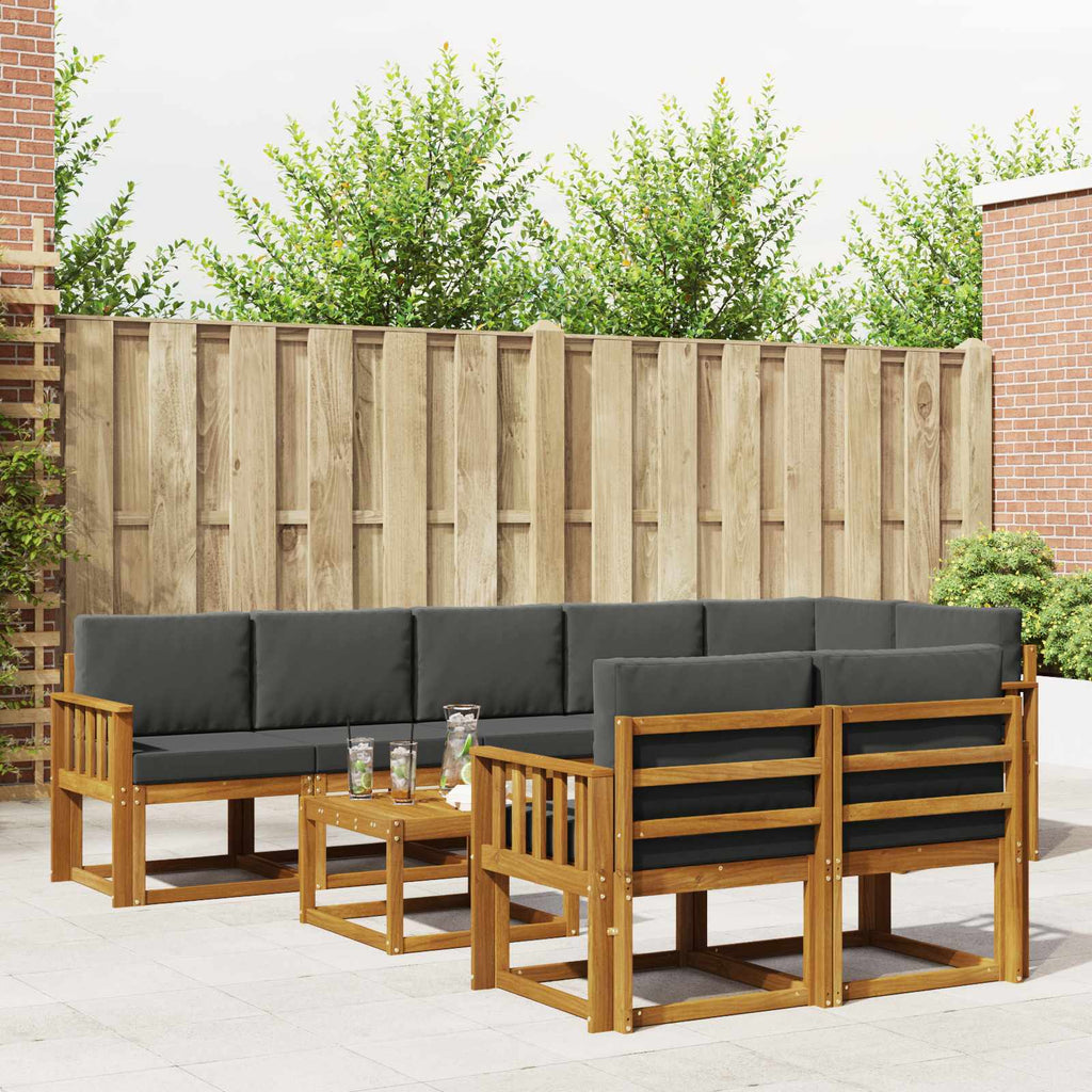 Outdoor-Sofagarnitur mit Kissen 9 pcs Natur und Anthrazit