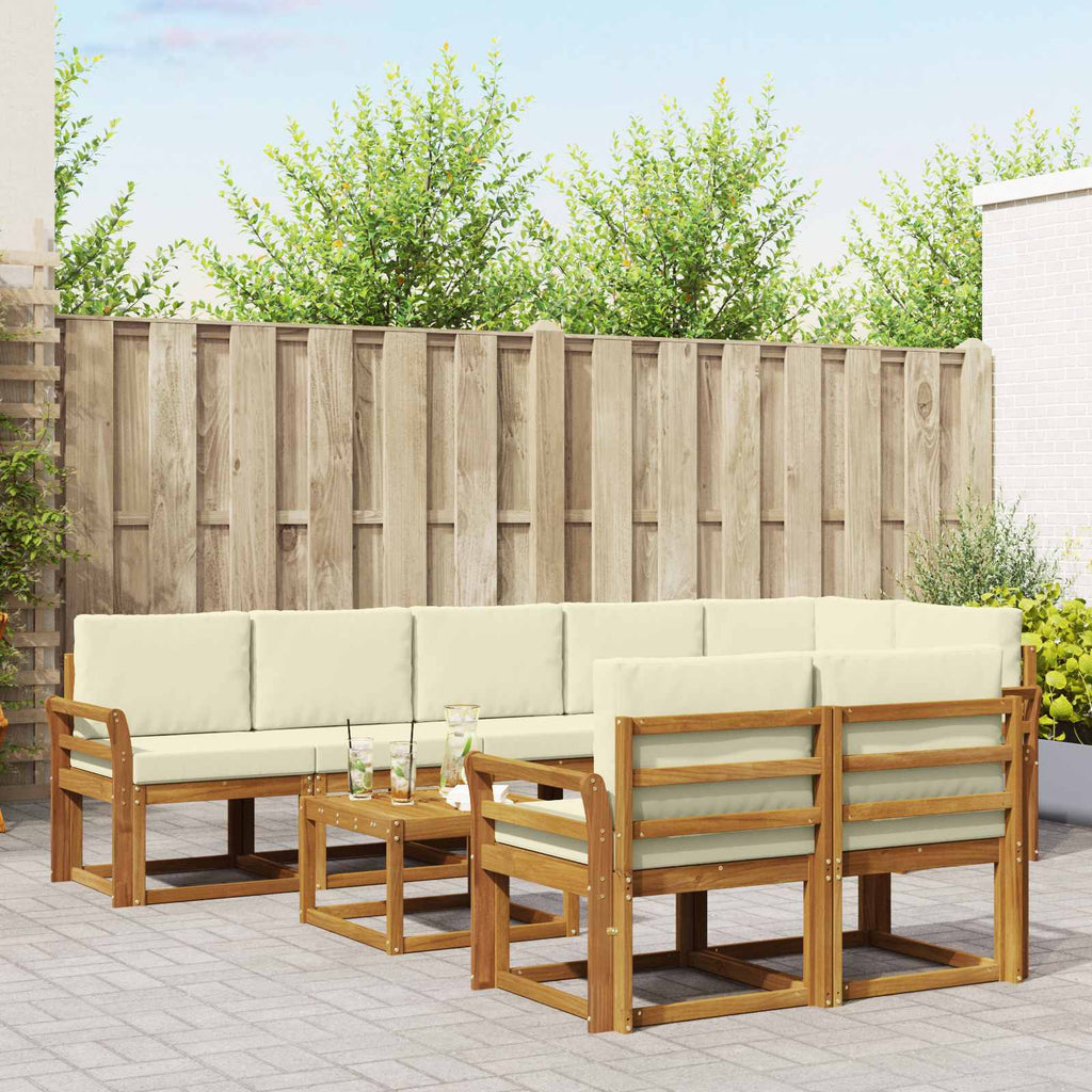 Outdoor-Sofagarnitur mit Kissen 9 pcs Natur und Creme