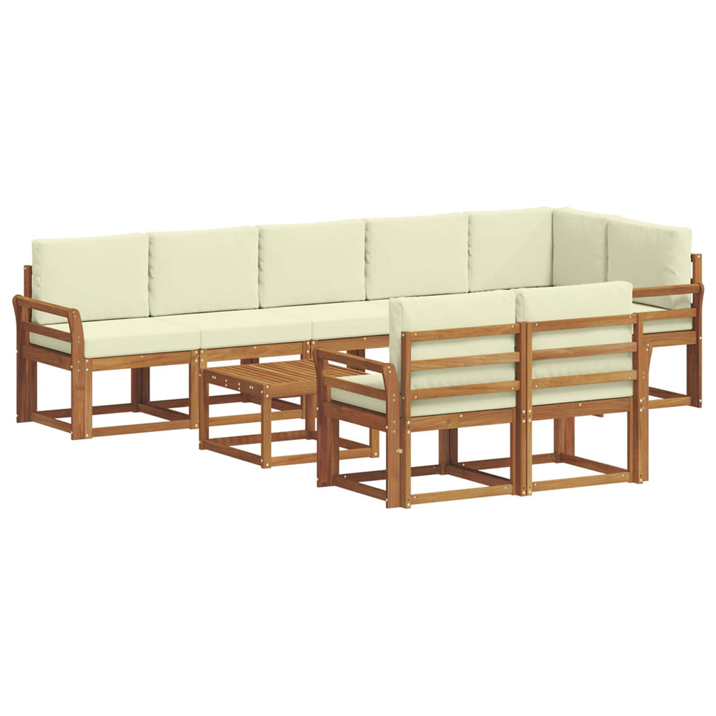 Outdoor-Sofagarnitur mit Kissen 9 pcs Natur und Creme