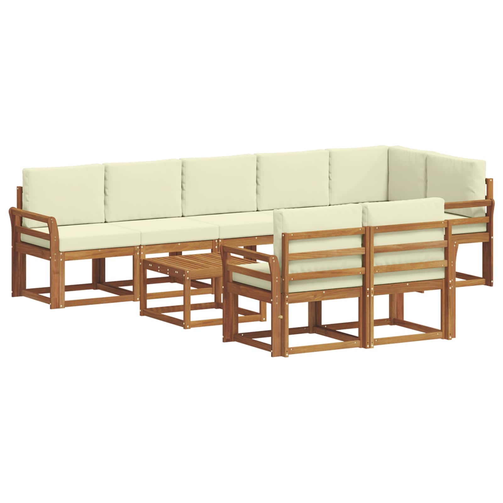 Outdoor-Sofagarnitur mit Kissen 9 pcs Natur und Creme