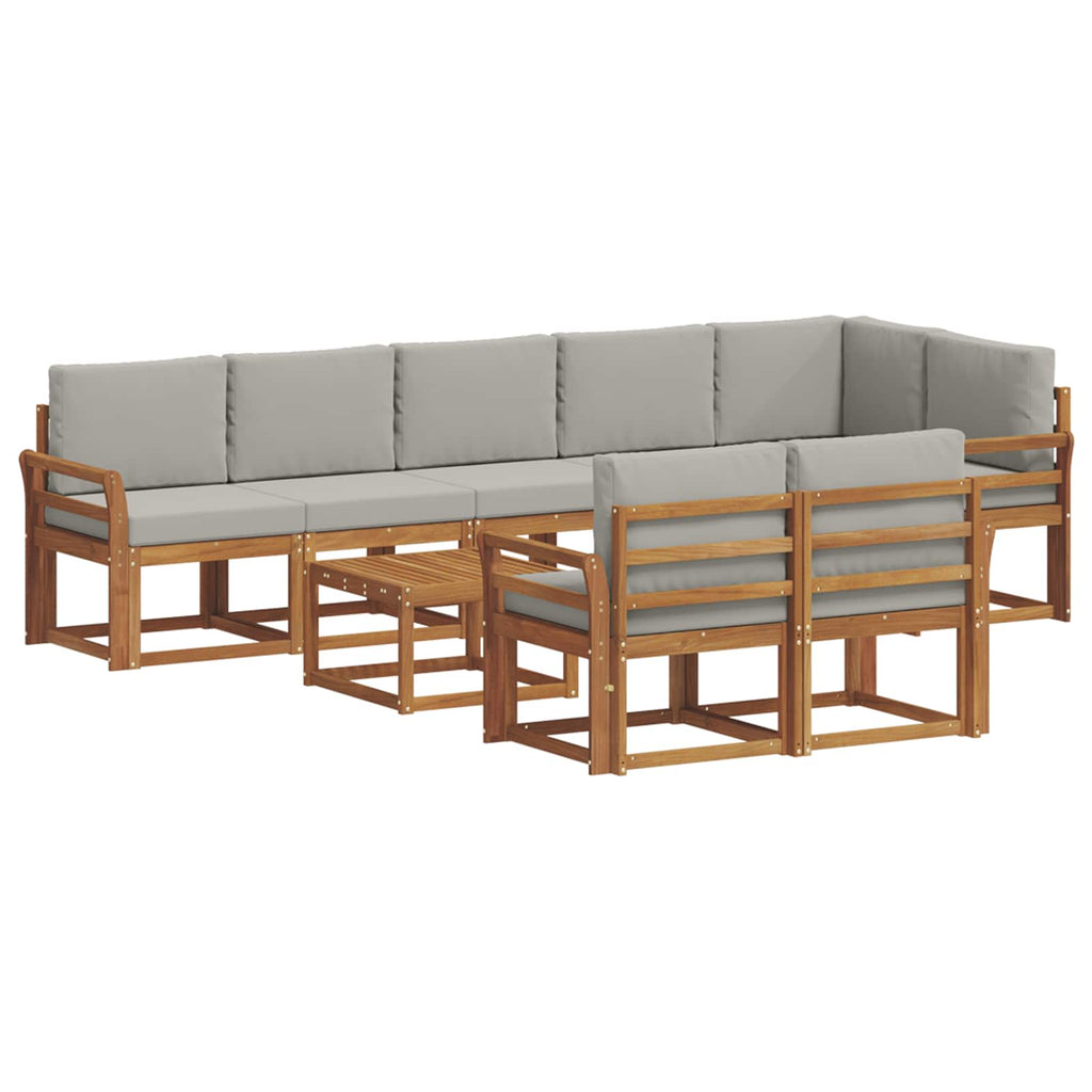 Outdoor-Sofagarnitur mit Kissen 9 pcs Natürlich und Hellgrau