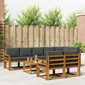 Outdoor-Sofagarnitur mit Kissen 9 pcs Natur und Anthrazit