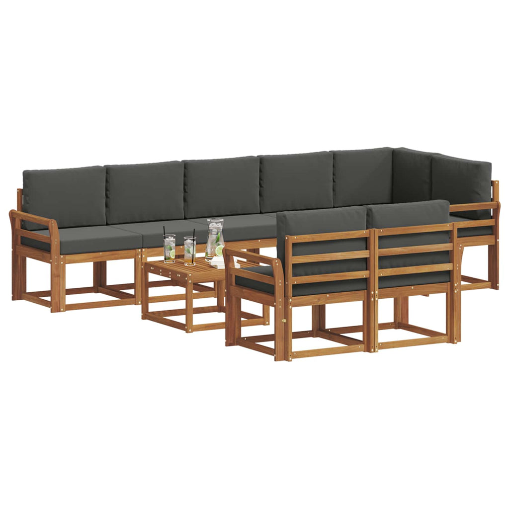 Outdoor-Sofagarnitur mit Kissen 9 pcs Natur und Anthrazit