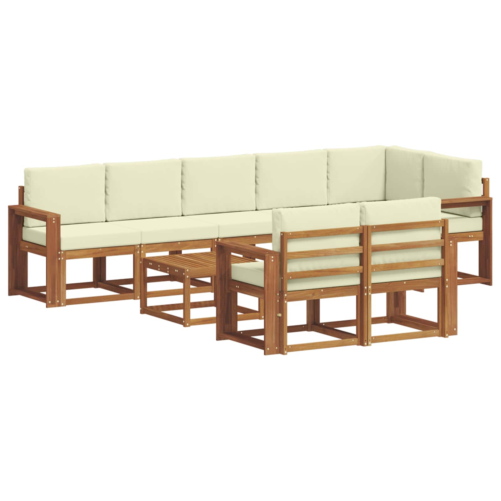 Outdoor-Sofagarnitur mit Kissen 9 pcs Natur und Creme
