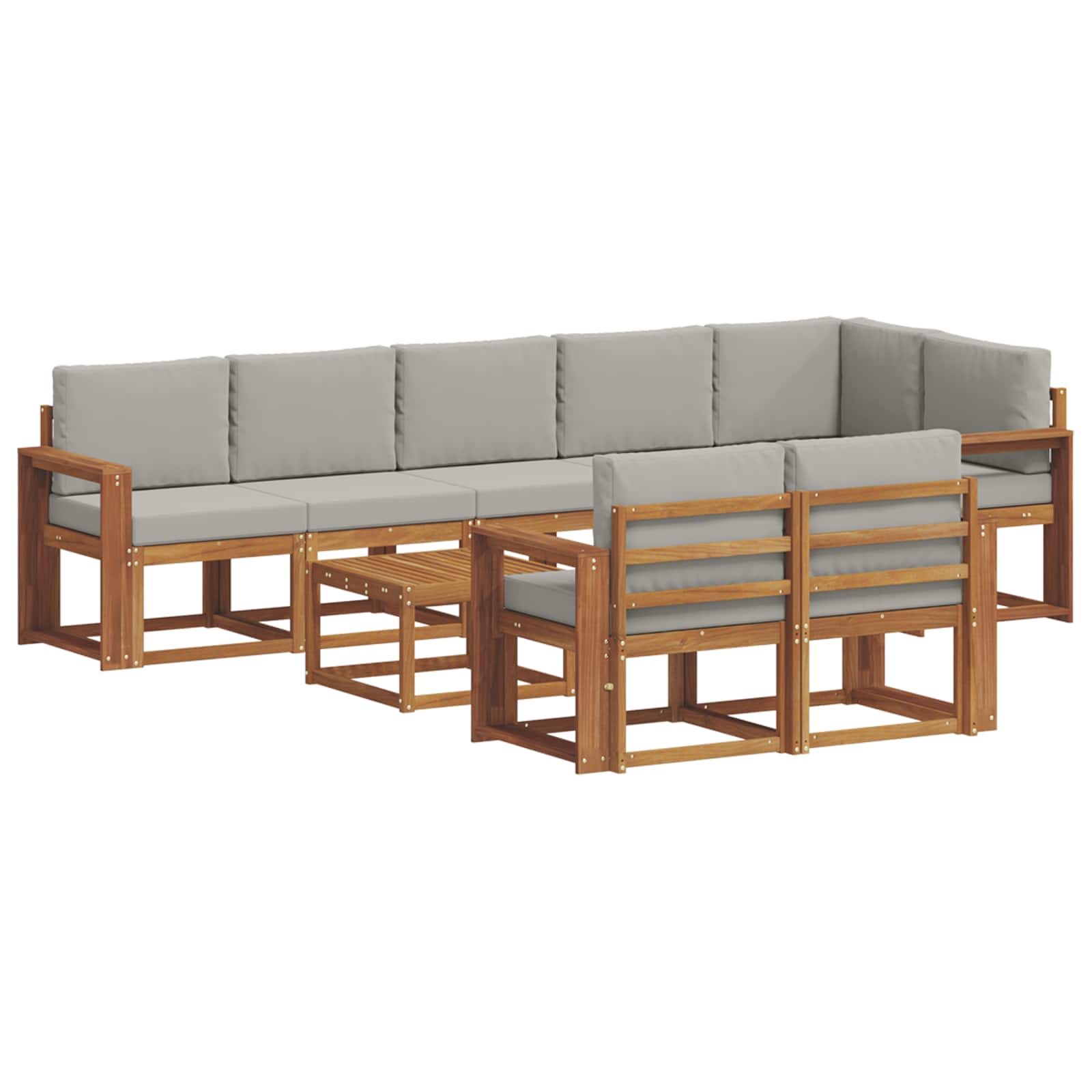 Outdoor-Sofagarnitur mit Kissen 9 pcs Natürlich und Hellgrau
