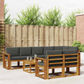 Outdoor-Sofagarnitur mit Kissen 9 pcs Natur und Anthrazit