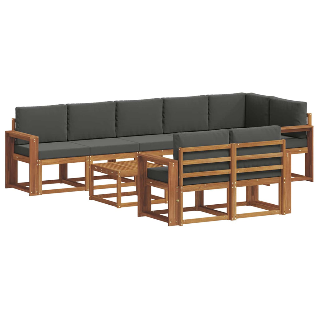 Outdoor-Sofagarnitur mit Kissen 9 pcs Natur und Anthrazit