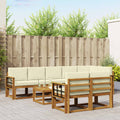 Outdoor-Sofagarnitur mit Kissen 9 pcs Natur und Creme