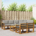 Outdoor-Sofagarnitur mit Kissen 9 pcs Natürlich und Hellgrau