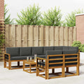 Outdoor-Sofagarnitur mit Kissen 9 pcs Natur und Anthrazit