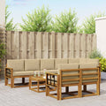 Outdoor-Sofagarnitur mit Kissen 9 pcs Natur und Beige