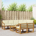 Outdoor-Sofagarnitur mit Kissen 9 pcs Natur und Creme