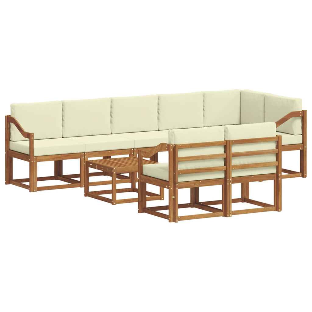 Outdoor-Sofagarnitur mit Kissen 9 pcs Natur und Creme